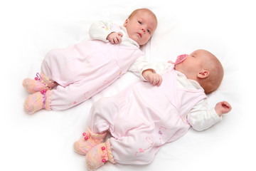 Portrait of two twin sister