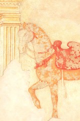 Pferd mit Sattel, Fresko, Wandmalerei, Italien