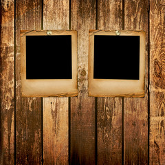 Old grunge slides on the  wooden wall