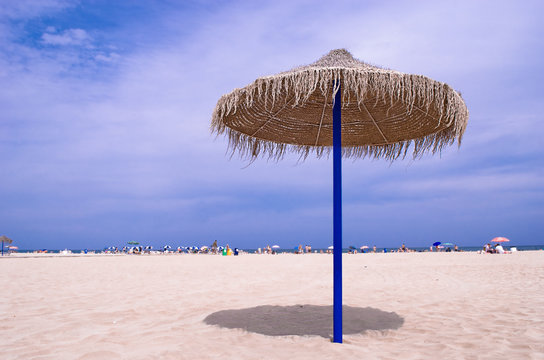 Spanish Sombrero On The Beach In Valencia, Spain.