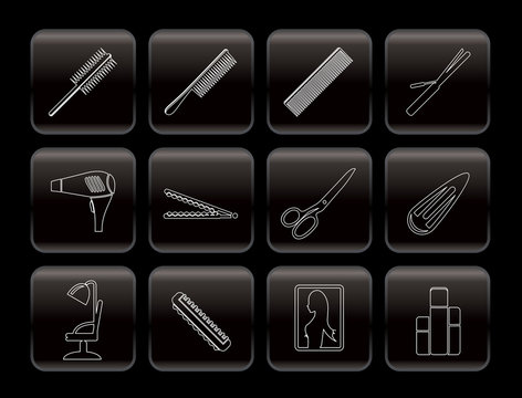 Line hairdressing, coiffure and make-up icons