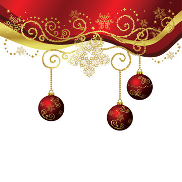 Red & Gold Christmas Border Isolated