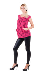 Fototapeta premium blonde in a pink dress and sun glasses