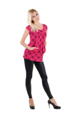 Fototapeta premium blonde in a pink dress and sun glasses