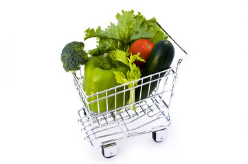 Vegetables in shopping cart