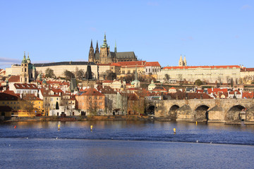 Fototapeta na wymiar Colorful Prague gothic Castle on the River Vltava