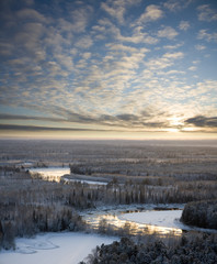 winter river of freezing evening