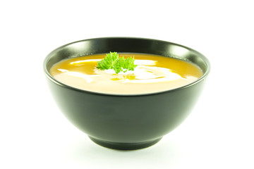 Tomato Soup in a Black Bowl
