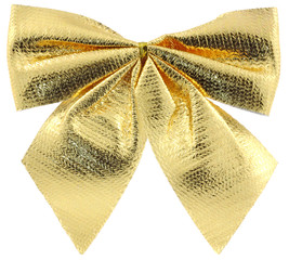 noeud papillon doré décoration sapin Noël fond blanc © Unclesam