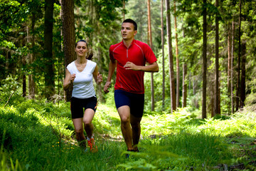 jogging in forest