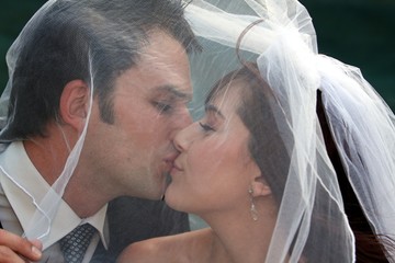 Wedding Couple Kissing
