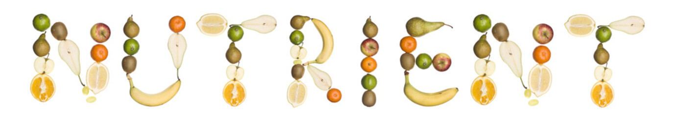 The word 'Nutrient' made out of fruit