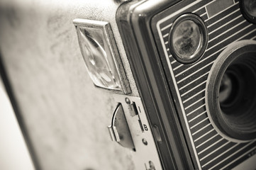 well used vintage box camera close up