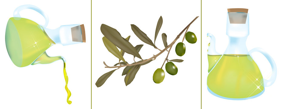 olive e ampolle d'olio
