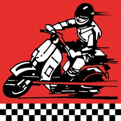 Crédence de cuisine en verre imprimé Moto Moto scooter moto rétro vintage illustration vectorielle classique