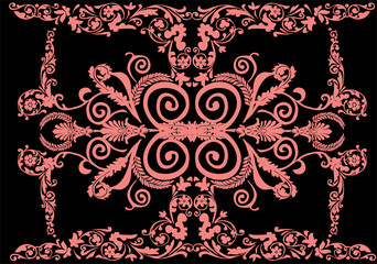 orange wide floral ornamental strip