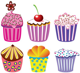 vector cupcakes set