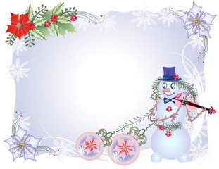 Christmas Background  with Snowman and Balls