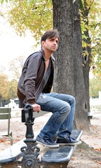 Young man on a bench