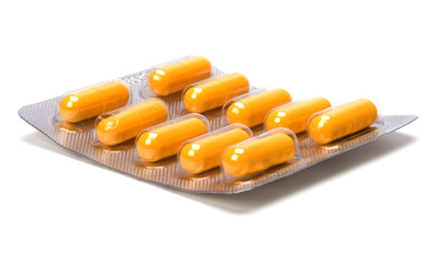 Capsules isolated on white background