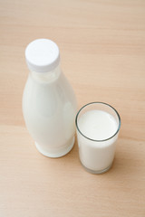 bottle and glass of milk