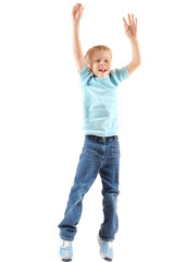 jumping cheerful boy