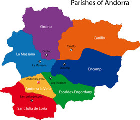 Map of Andora - obrazy, fototapety, plakaty
