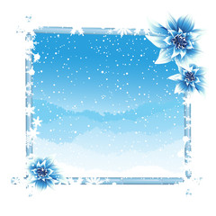 Panele Szklane  Zimowa ramka z lodowymi kwiatami