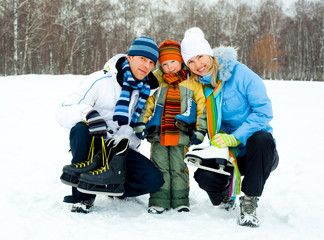 family going ice skating