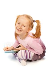 Happy girl with book