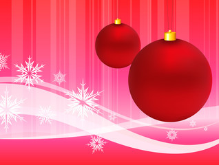 red Christmas ornaments on abstract internet background