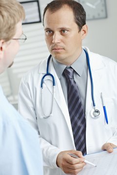 Doctor showing test results