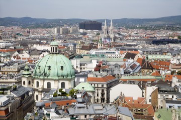 Fototapeta na wymiar Vienna - outlook from st. Stephen cathedral tower