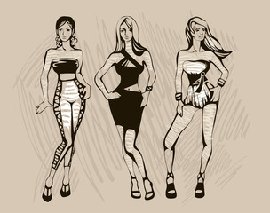 The sketch of  female fashion
