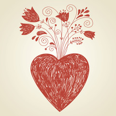 heart and flowers, valentine card