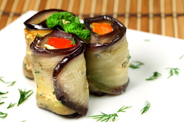 Appetizing Rolls of aubergines
