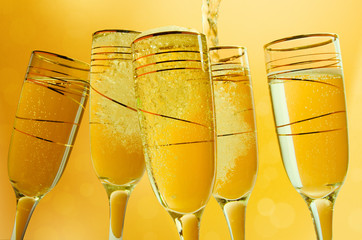 Champagne splashes. Gold