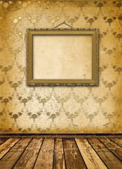 Old gold frames Victorian style on the wall in the room