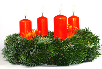 Tradicional christmas wreath on white background