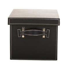 fancy black leather box over white background