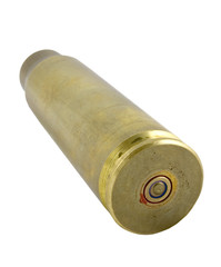 fired large caliber rifle bullet isolated on white background