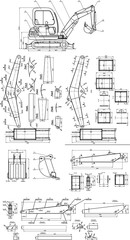 Beautiful transparent vector mechanical sketch