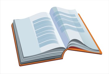 opened book with orange cover