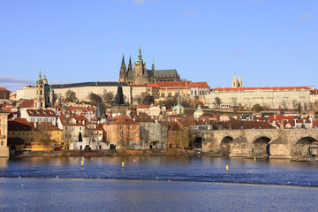 Colorful Prague gothic Castle on the River Vltava