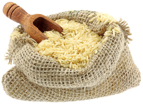 ballotin toile jute pelle bois riz complet fond blanc