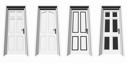 high resolution 3D closed door, isolated on white