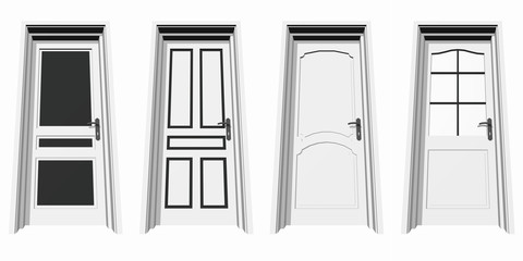 high resolution 3D closed door, isolated on white