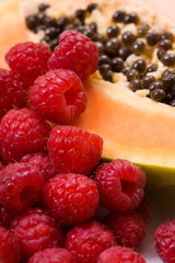 raspberries and papaya