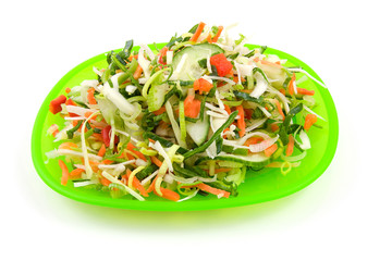 fresh lettuce salad over white background