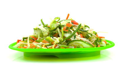 fresh lettuce salad over white background